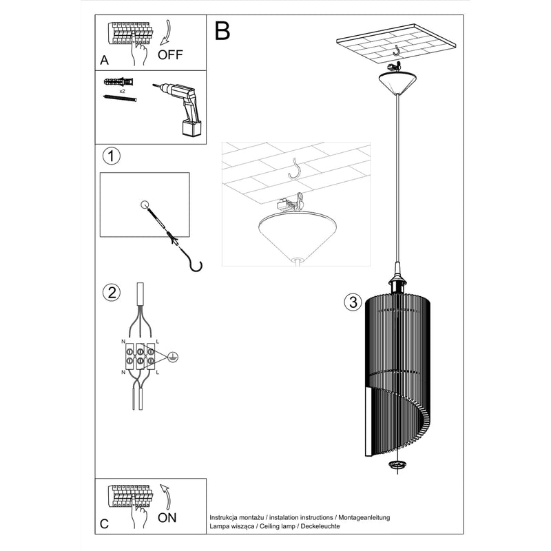 Sollux Lighting Alexia 1L lampe suspendue bois E27