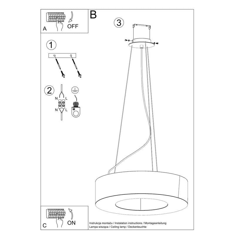 Sollux Lighting Lampada a sospensione Saturno 5L tessuto E27, D 50-70cm