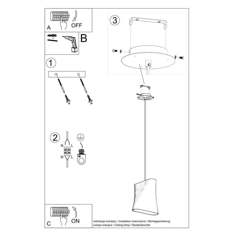 Sollux Lighting Blum 1L lampada a sospensione in tessuto E27