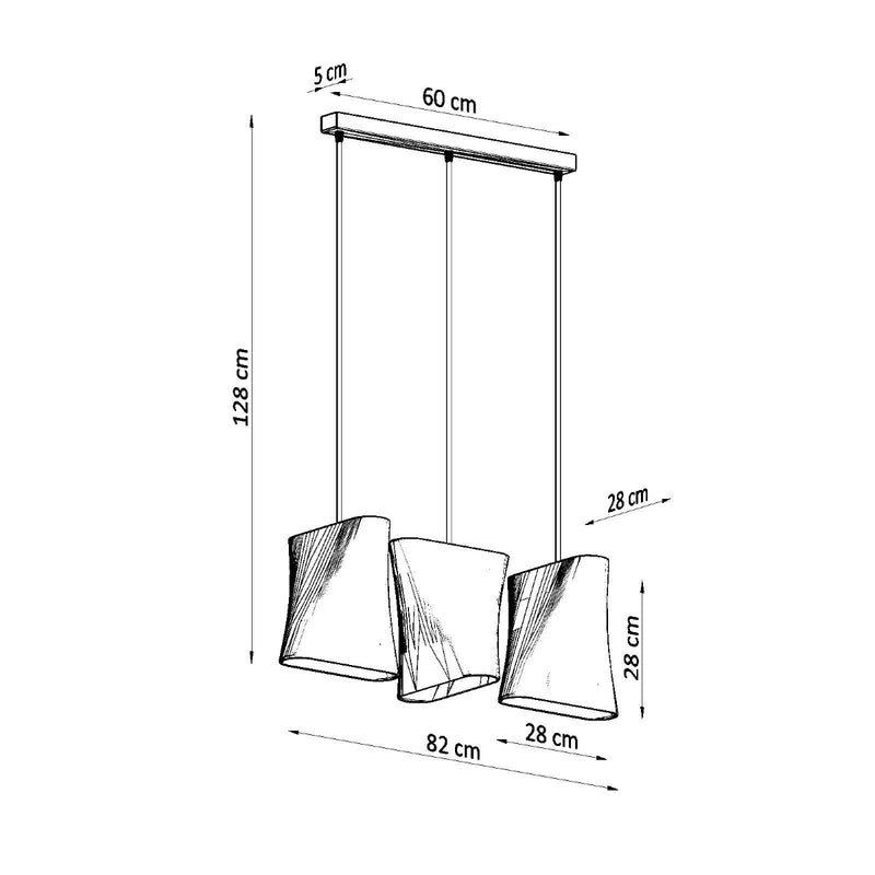 Sollux Lighting Blum 3L lineært ophængt loftlampe stof E27