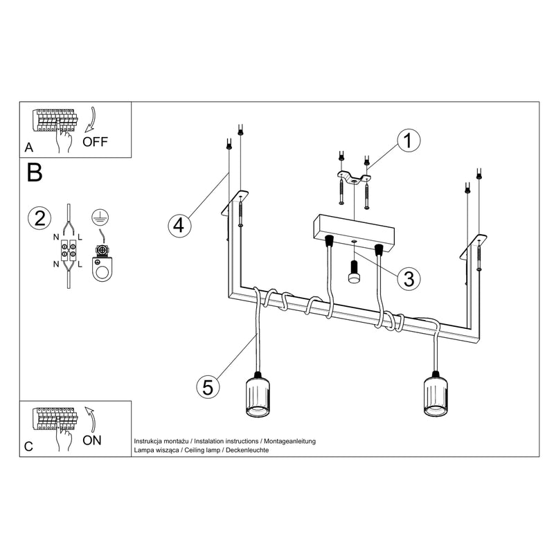 Sollux Lighting Salamanca 2L pendant lamp steel E27