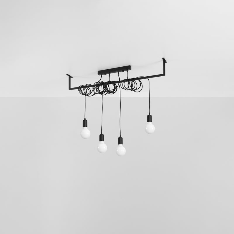 Sollux Lighting Salamanca 4L plafonnier à suspension linéaire acier E27