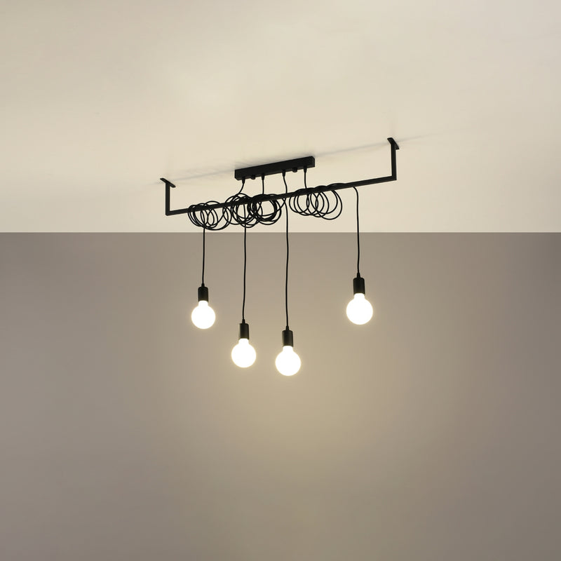 Sollux Lighting Salamanca 4L linear suspension ceiling lamp steel E27