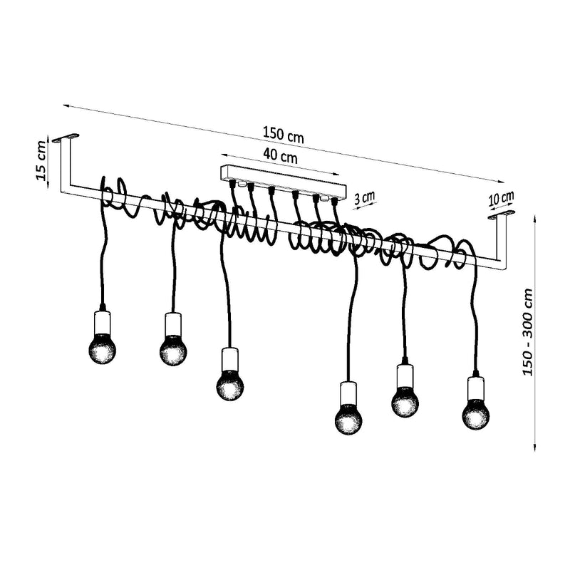 Sollux Lighting Salamanca 6L linear suspension ceiling lamp steel E27