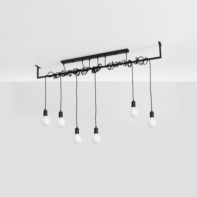 Sollux Lighting Salamanca 6L linear suspension ceiling lamp steel E27