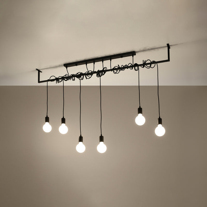 Sollux Lighting Salamanca 6L linear suspension ceiling lamp steel E27