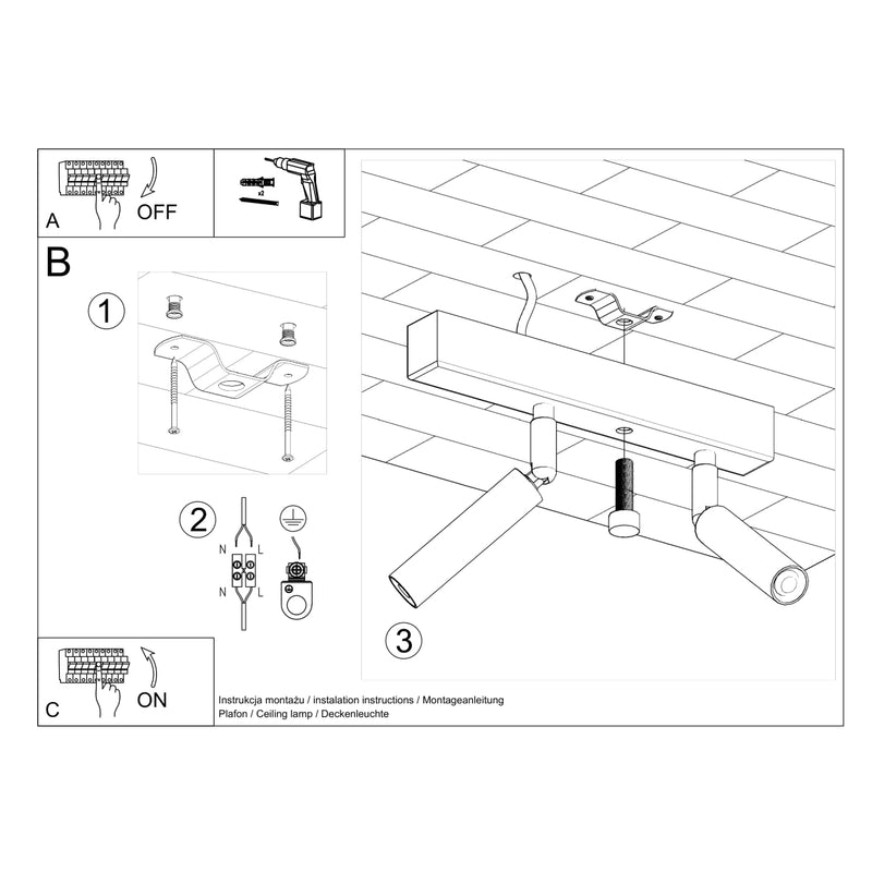 Sollux Lighting Eyetech 2L plafondspots staal G9