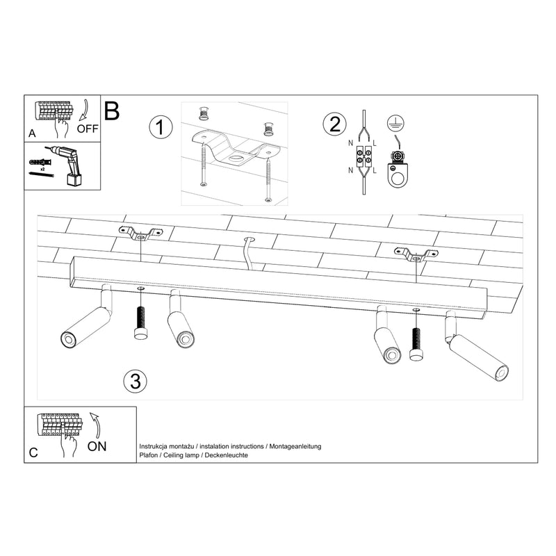 Sollux Lighting Eyetech 4L ceiling spotlights steel G9