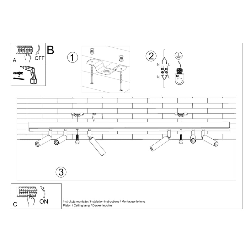 Sollux Lighting Eyetech 6L plafondspots staal G9