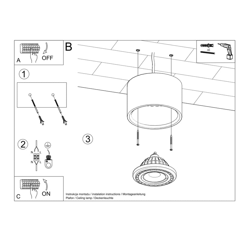 Sollux Lighting Basic 1L spot de plafond bois GU10