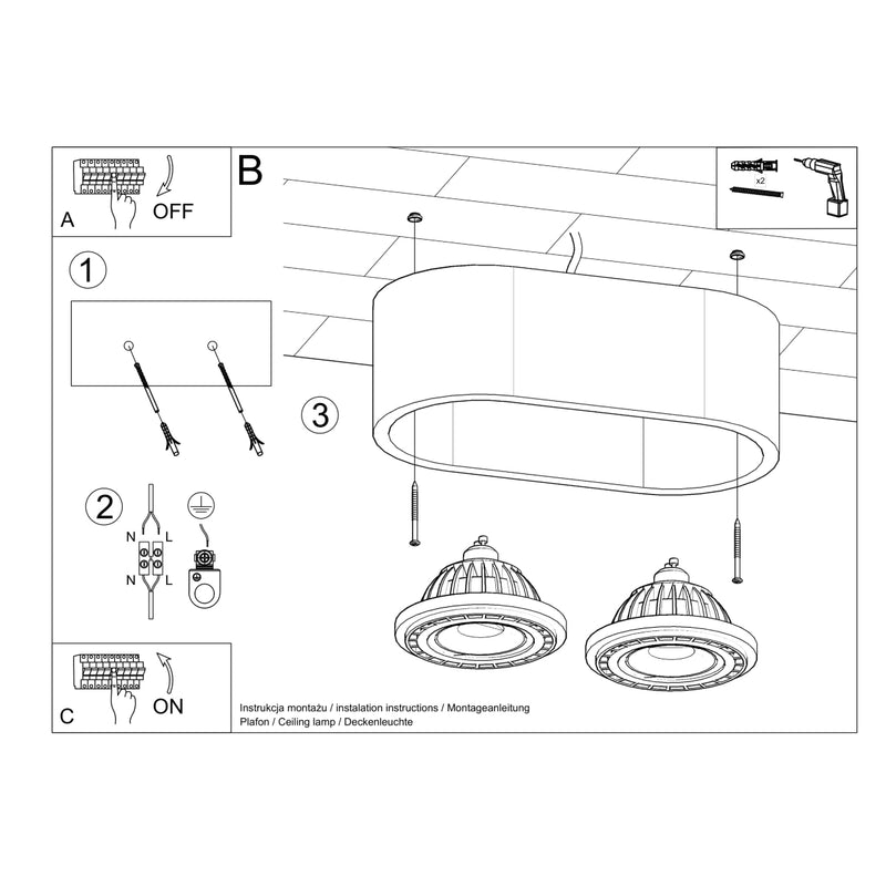 Sollux Lighting Basic 2L spot de plafond bois GU10/ES111