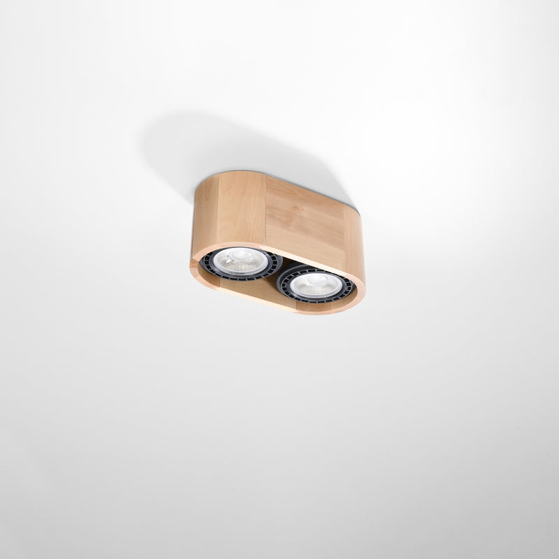 Sollux Lighting Basic 2L ceiling spotlight wood GU10/ES111