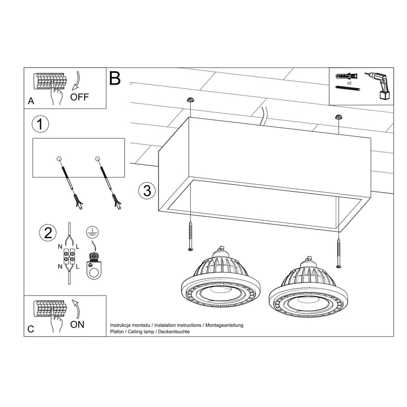 Sollux Lighting Quatro 2L ceiling spotlight wood GU10/ES111