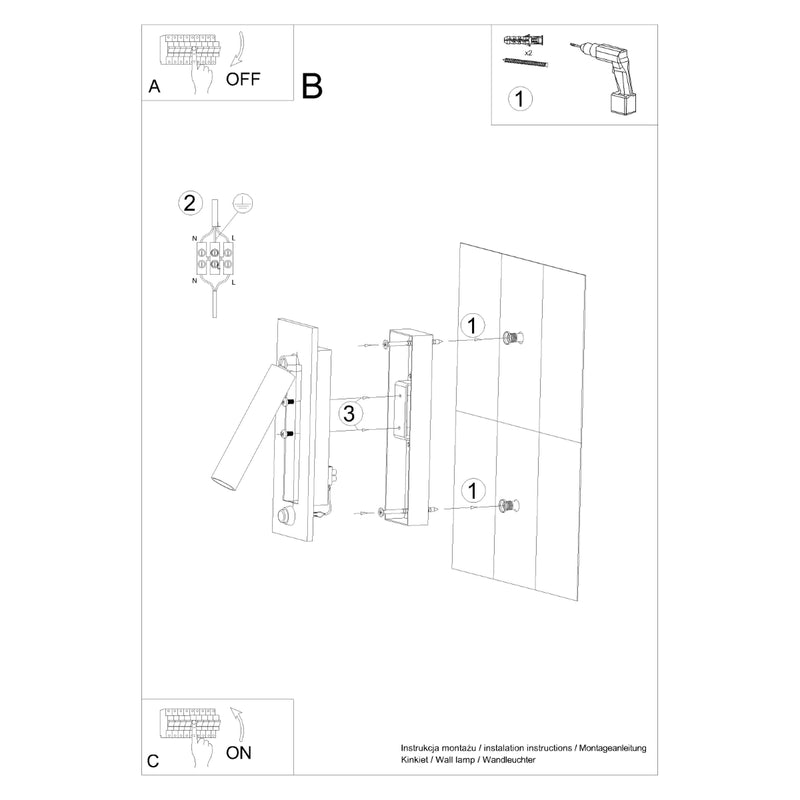 Sollux Lighting Enif 1L accent wall lamp steel G9