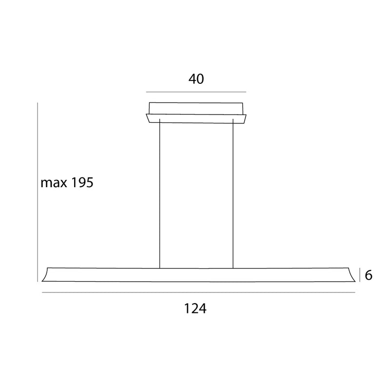 Maxlight Modern 1L linear suspension lamp LED, L 124cm