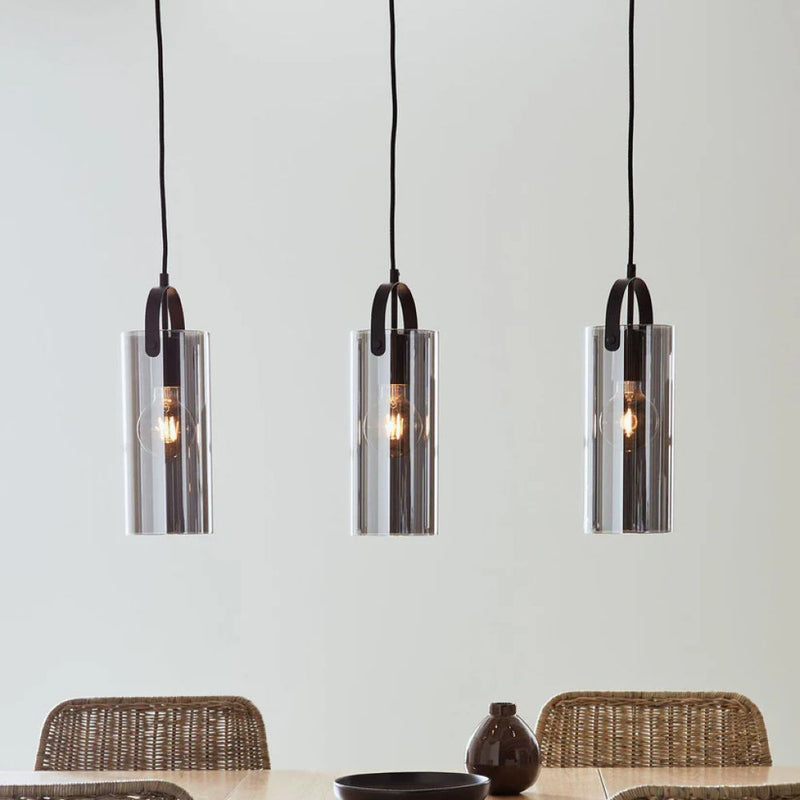 Markslöjd Glory 3L linear suspension lamp, smoky black