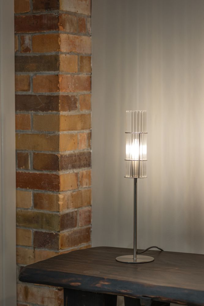Markslöjd Tubo 1L table lamp H 50cm, Satin Nickel/Clear