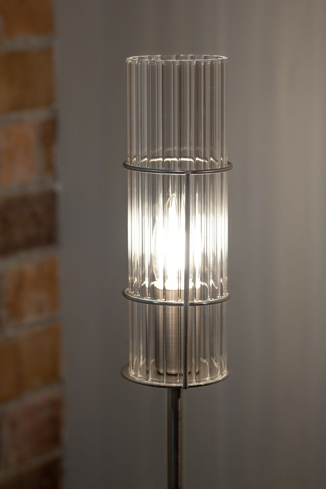 Markslöjd Tubo 1L table lamp H 50cm, Satin Nickel/Clear