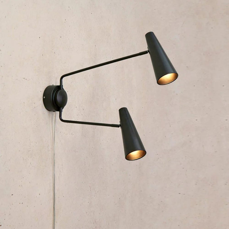 Markslöjd Peak 2L wall sconce lamp black, E27