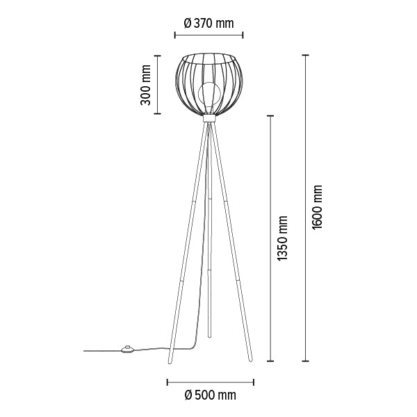 Britop Lighting Coop 1L lattiavalaisin E27 musta, korkeus 160cm