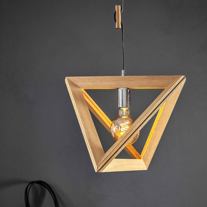 Trigonon Pendant Lamp 1xE27 Max.60W Oiled Oak/Dark Grey/Braided