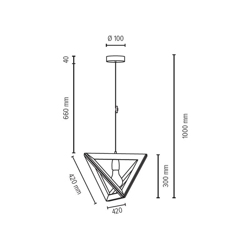 Trigonon Pendant Lamp 1xE27 Max.60W Oiled Oak/Dark Grey/Braided