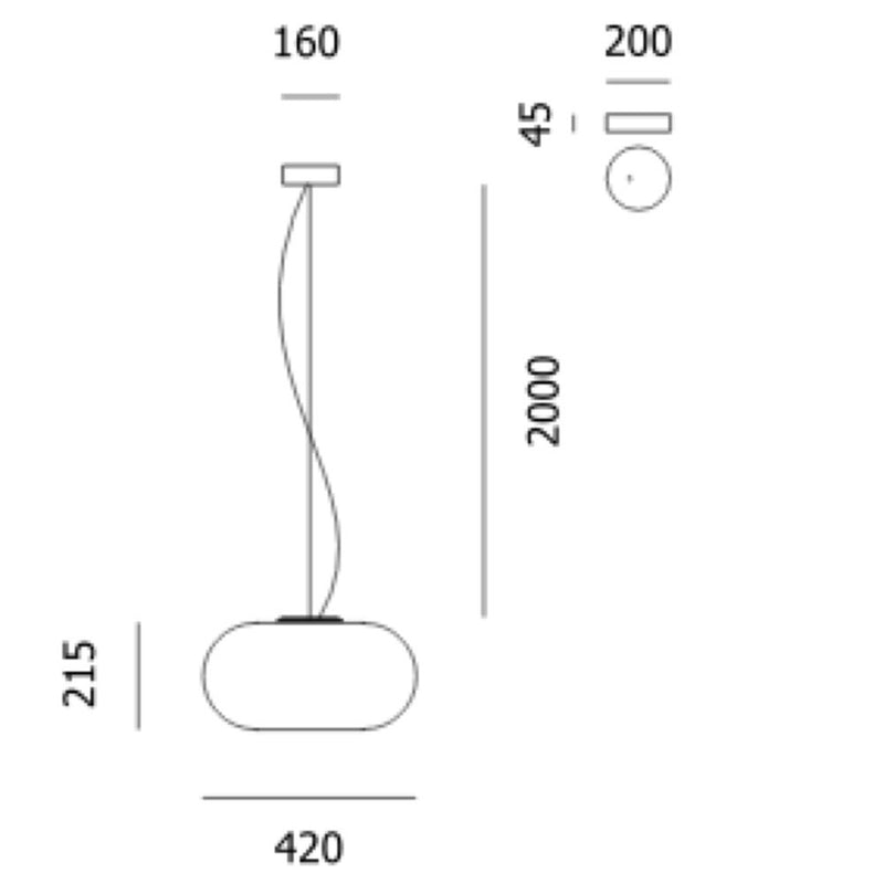 Prandina Over S5 pendant lamp scandinavian, D 42cm, opal white