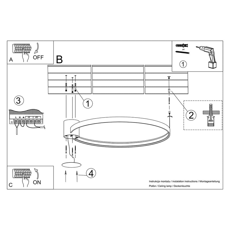 Sollux Lighting Rio 1L ceiling lamp aluminium LED