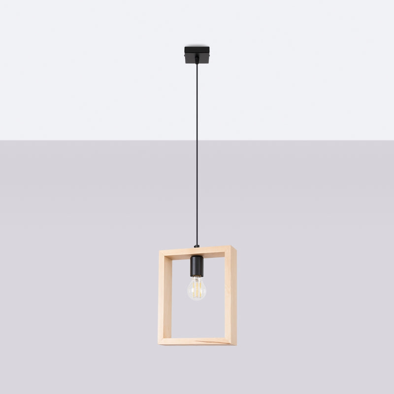 Pendant lamp Sollux Lighting Aries 1 E27 steel natural wood