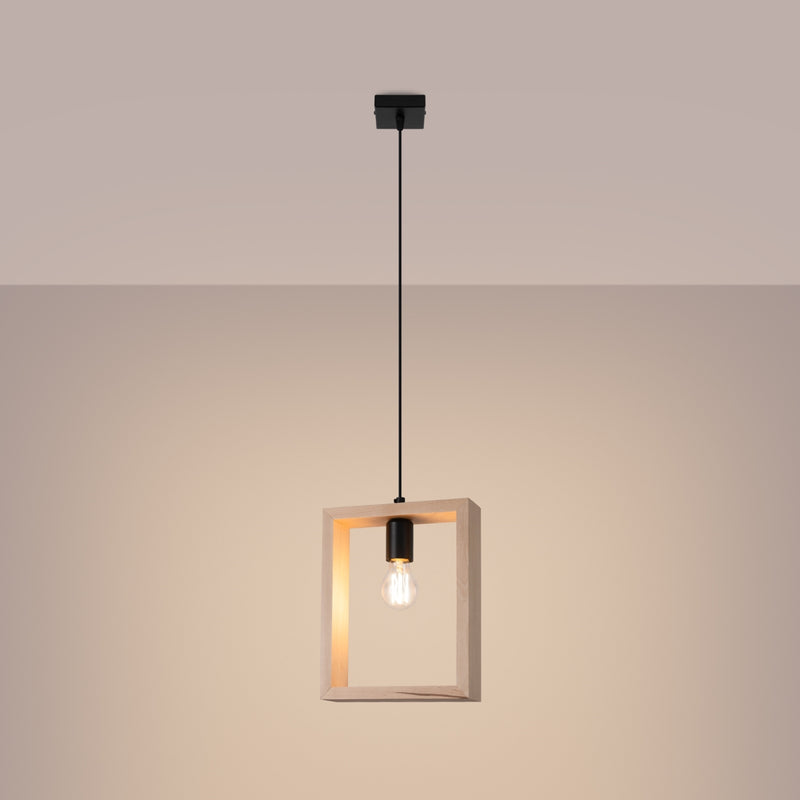 Pendant lamp Sollux Lighting Aries 1 E27 steel natural wood