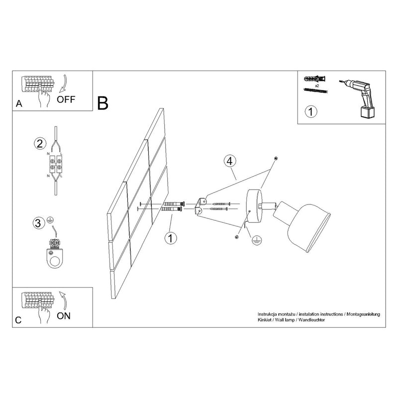 Wall sconce lamp Sollux Lighting Elba 1 E27 steel white