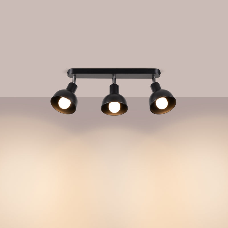 Ceiling lamp Sollux Lighting Elba 3 E27 steel black