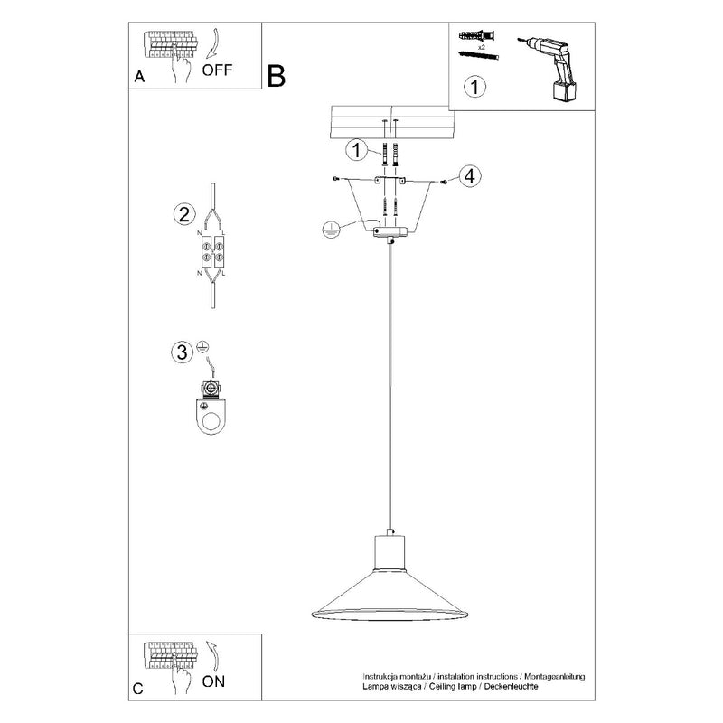 Pendant lamp Sollux Lighting Jaga 1 E27 steel white