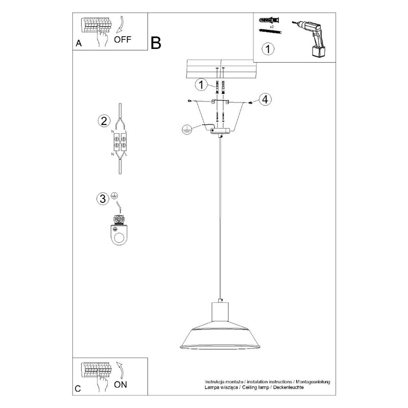 Pendant lamp Sollux Lighting Fano 1 E27 steel white