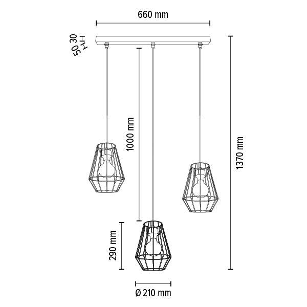 Britop Lighting Endorfina 3L lineaarinen riippukattovalaisin E27, W 117