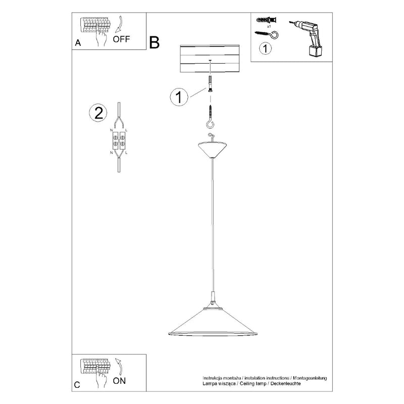 Pendant lamp Sollux Lighting Zuma 1 E27 steel white