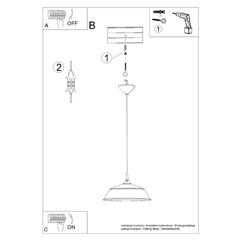 Pendant lamp Sollux Lighting Frika 1 E27 steel white