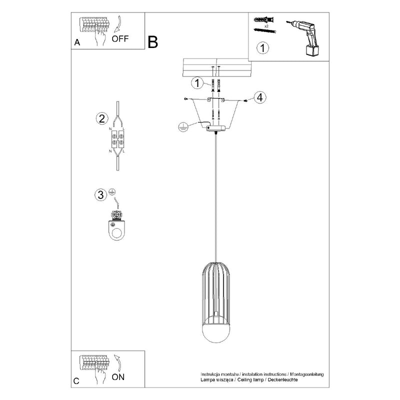 Pendant lamp Sollux Lighting Brina 1 G9 steel white