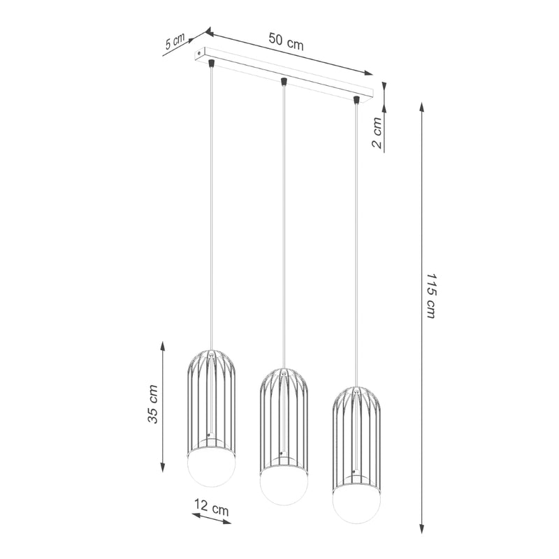 Linear suspension lamp Sollux Lighting Brina 3 G9 steel white