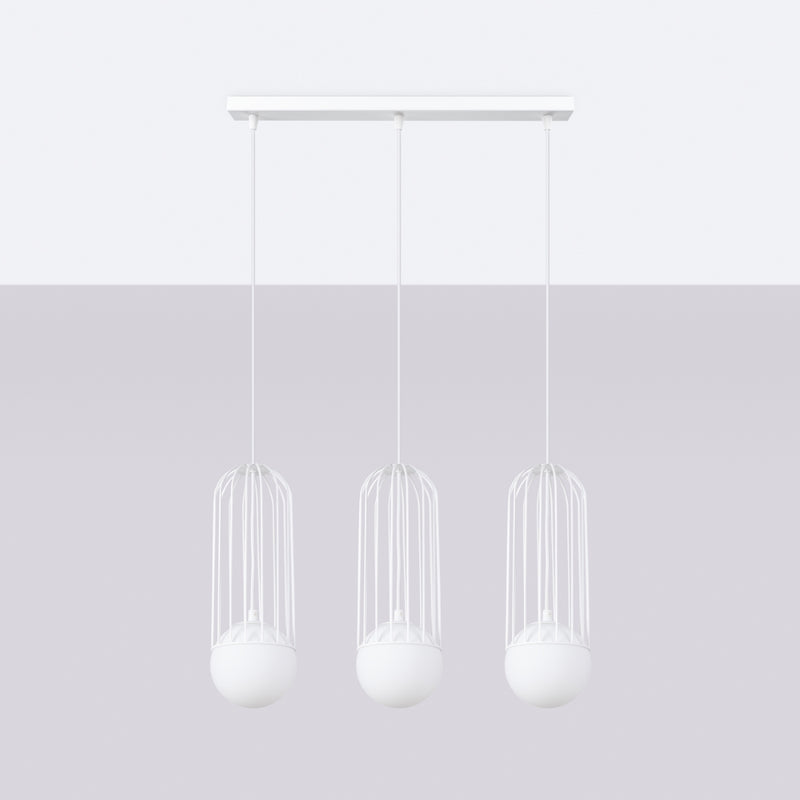 Linear suspension lamp Sollux Lighting Brina 3 G9 steel white