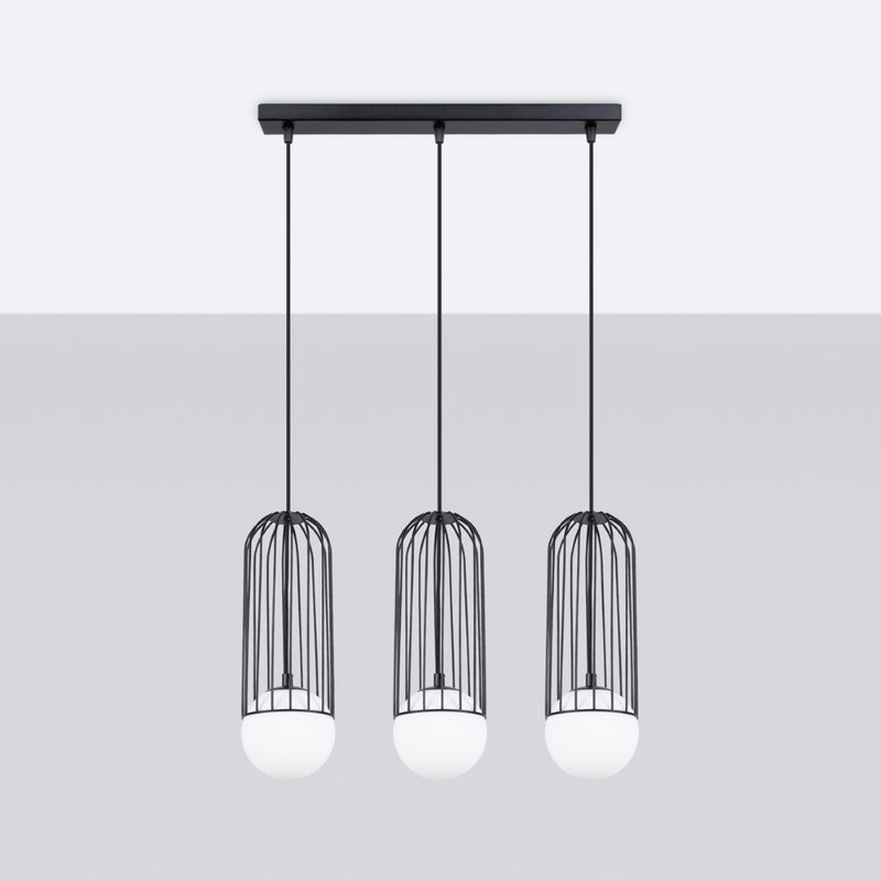 Linear suspension lamp Sollux Lighting Brina 3 G9 steel black