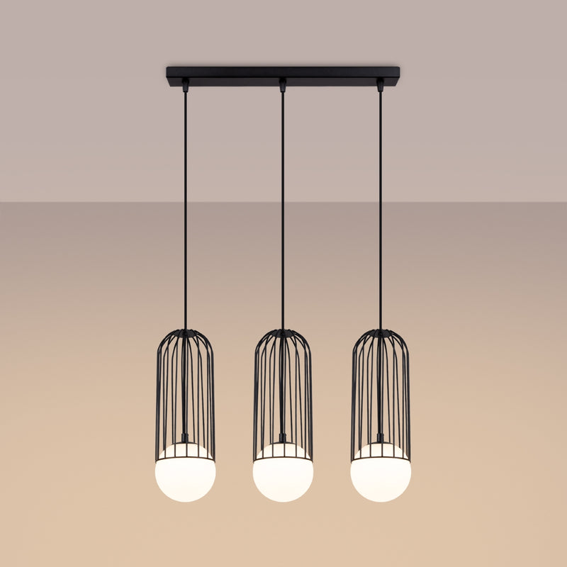 Linear suspension lamp Sollux Lighting Brina 3 G9 steel black