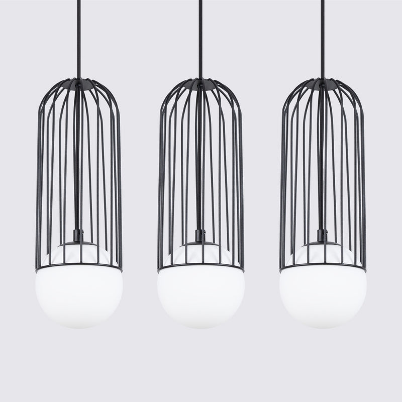 Linear suspension lamp Sollux Lighting Brina 3 G9 steel black