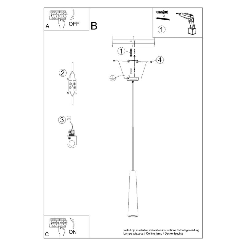 Pendant lamp Sollux Lighting Electra 1 GU10 concrete gray