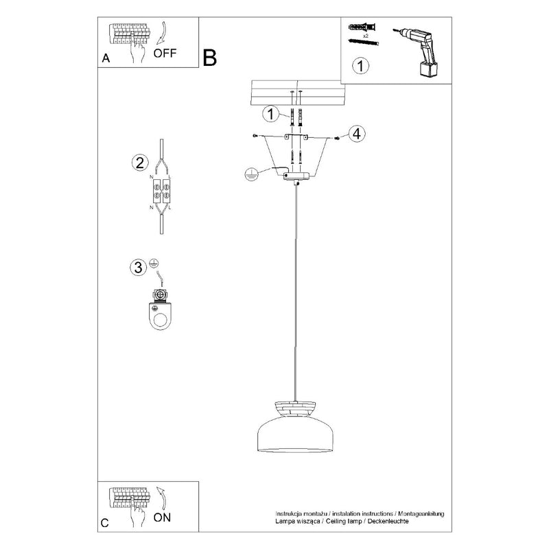 Pendant lamp Sollux Lighting Marion 1 E27 wood white