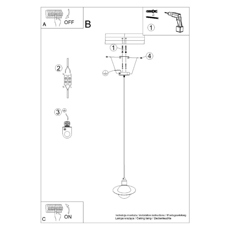 Pendant lamp Sollux Lighting Hyperion 1 G9 steel white