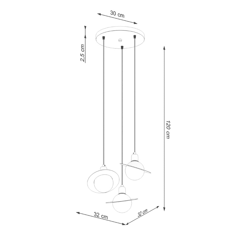 Pendant lamp Sollux Lighting Hyperion 3 G9 steel white