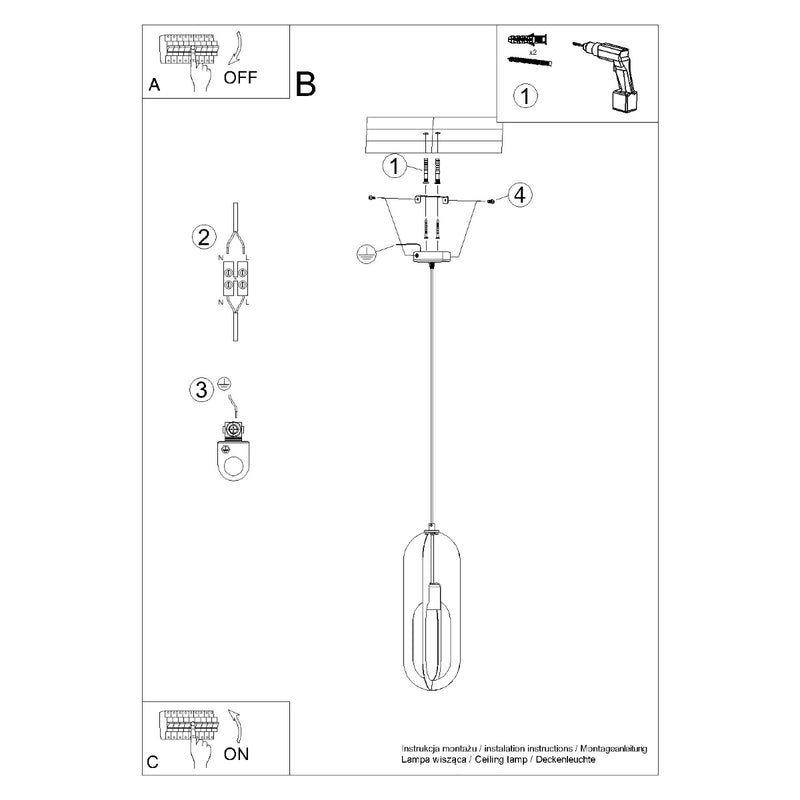 Pendant lamp Sollux Lighting Nicus 1 E27 steel white