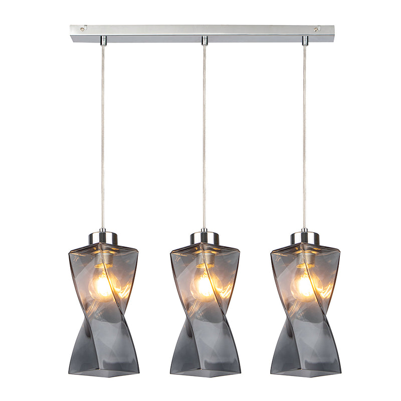 Twist Pendant Lamp 1xE27 Max.25W Chrome / Smoke glass