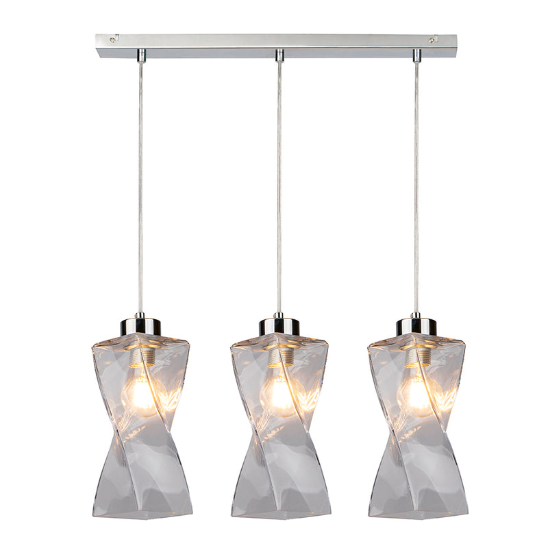 Twist Pendant Lamp 3xE27 Max.25W Chrome / Smoke glass